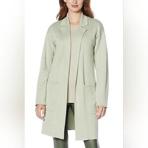 G By Giuliana Green Jacquard Knit Open Duster Cardigan Jacket Pockets 1X